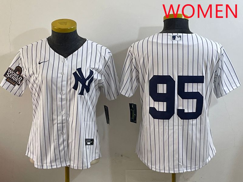 Women New York Yankees #95 No Name White Stripe Game 2025 Nike MLB Jersey style 3